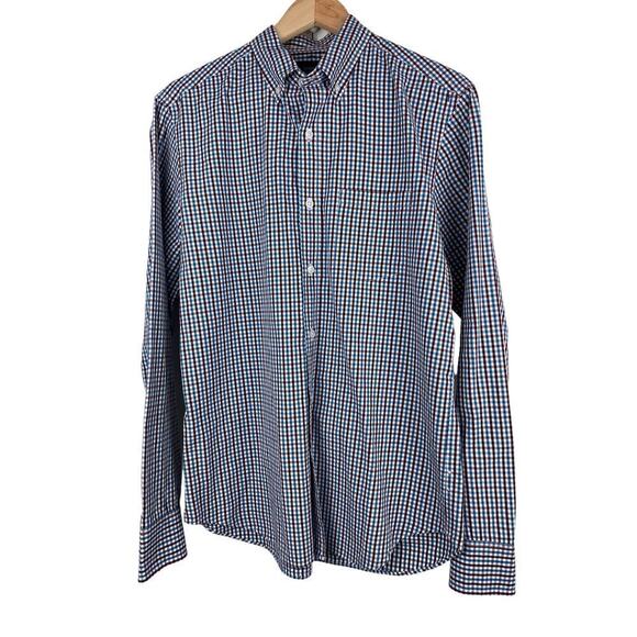 J. Crew Men's Size M Purple Blue White Check Button Up Shirt - Picture 1 of 7